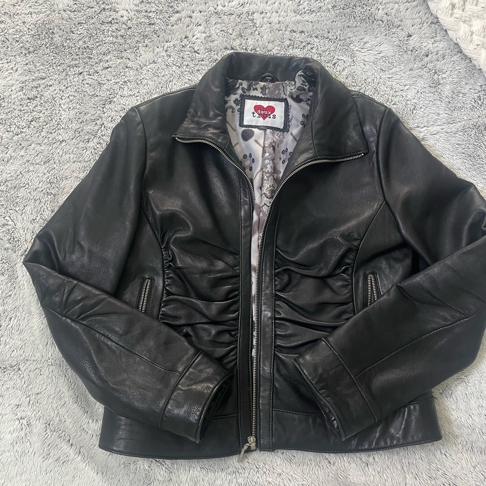 Women's  Black Leather Jacket sz Large